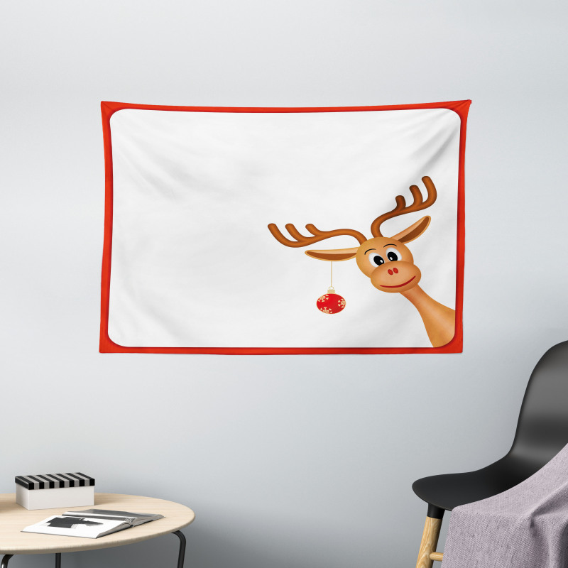 Reindeer Xmas Theme Wide Tapestry