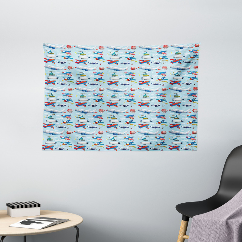 Aircrafts Sky Diving Wide Tapestry