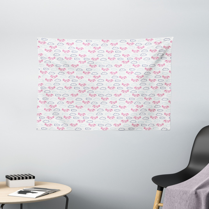 Pink Airships Wide Tapestry