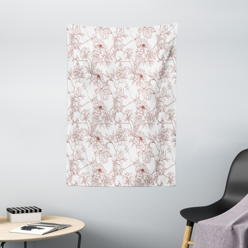 Rustic Peonies Tapestry