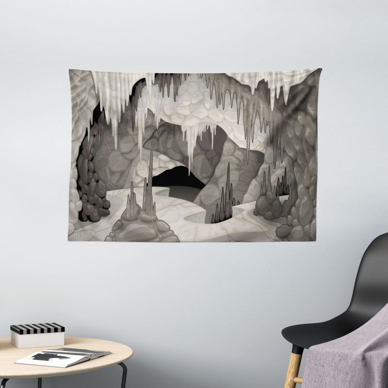 Cavern with Stalagmites Wide Tapestry