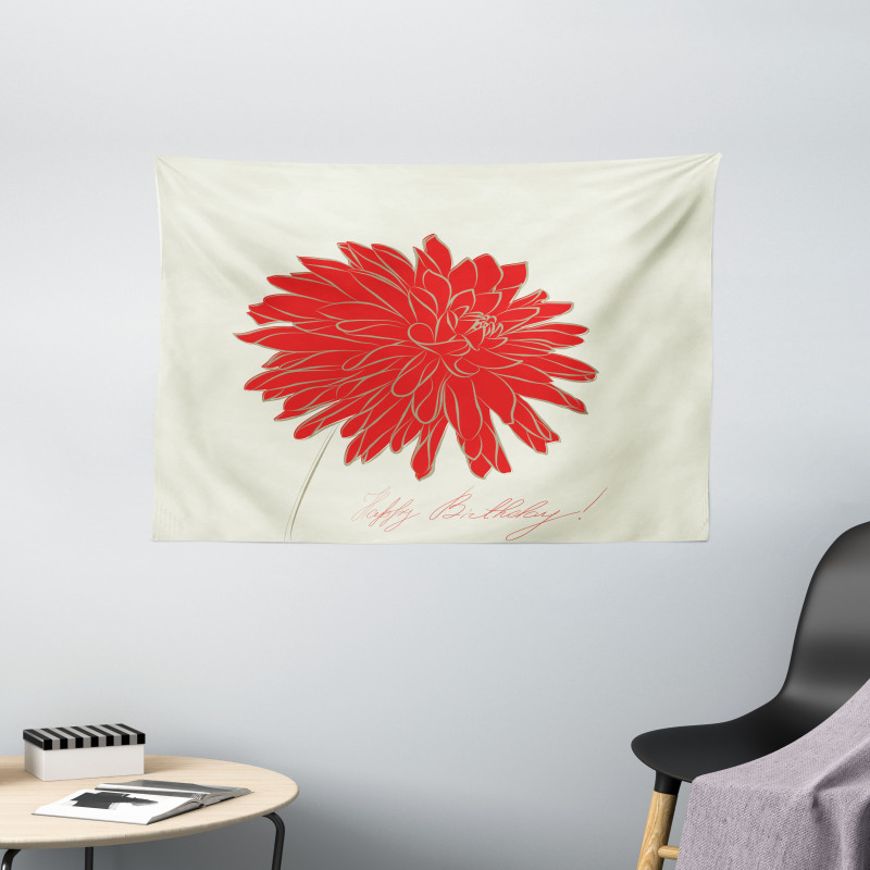 Retro Single Flower Wide Tapestry