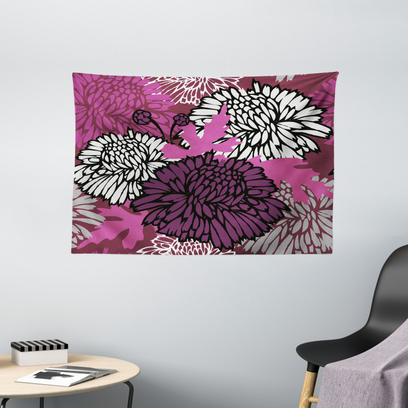 Large Floral Petals Bud Wide Tapestry