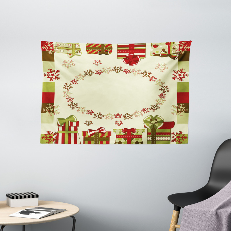 Star Shaped Snowflakes Wide Tapestry