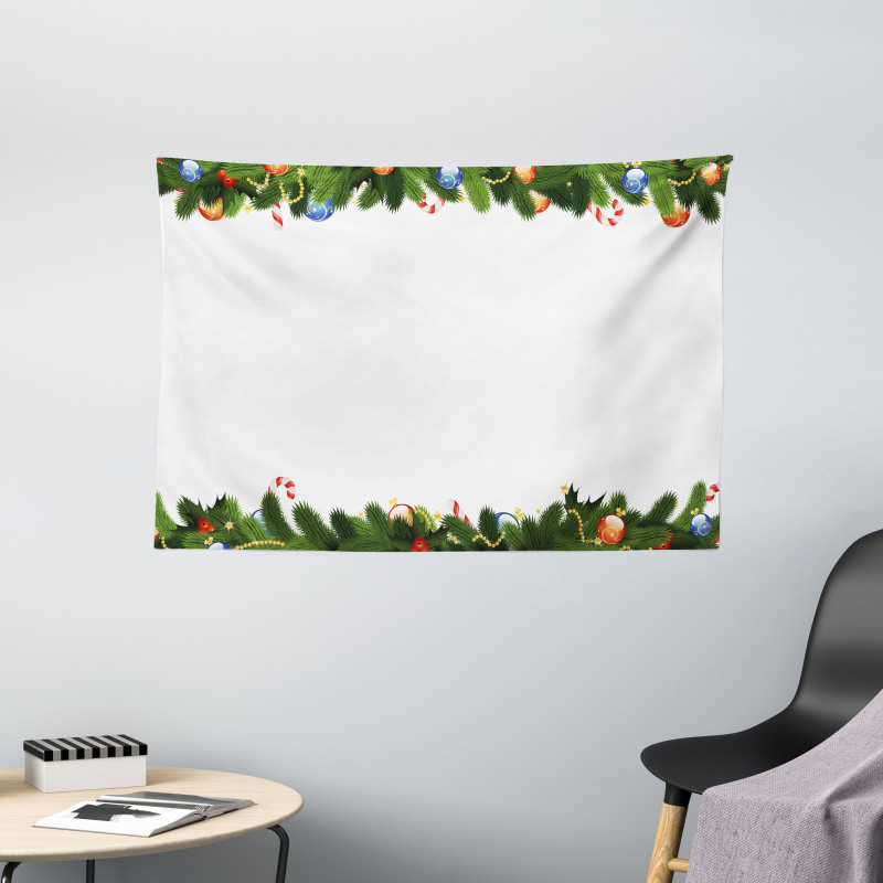 Christmas Candy Canes Wide Tapestry