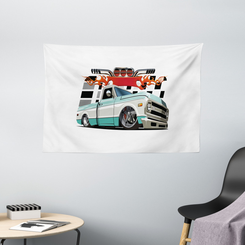 Lowrider Pickup Vehicle Wide Tapestry