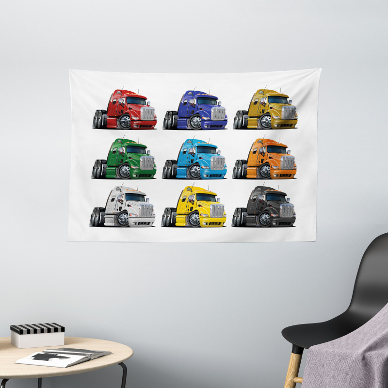 Colorful Transportation Wide Tapestry