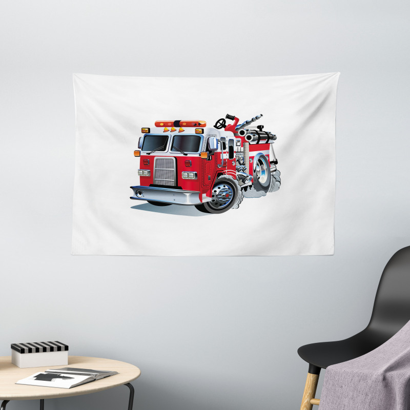 Fire Brigade Vehicle Wide Tapestry