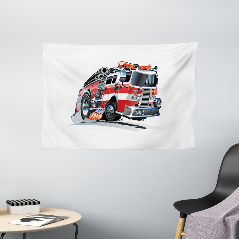 Fire Department Lorry Wide Tapestry