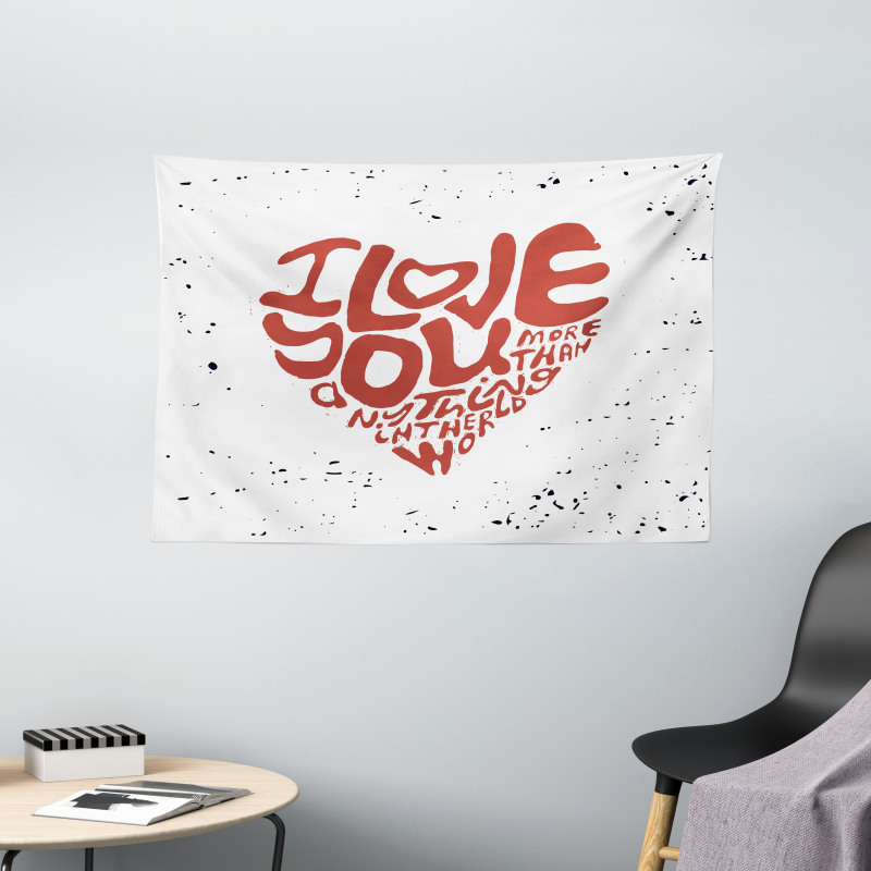 Grungy Heart Form Wide Tapestry