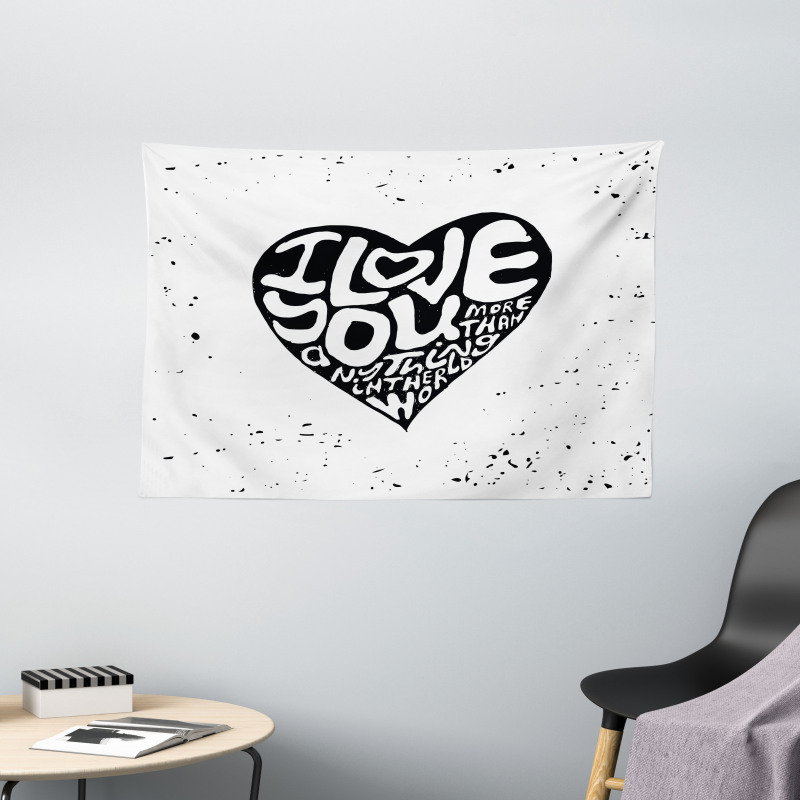 Grunge Art Heart Wide Tapestry