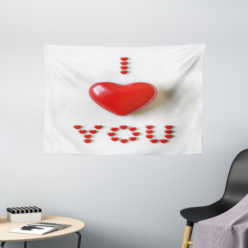 3D Heart Letters Wide Tapestry