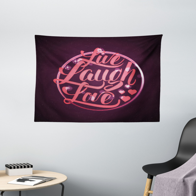 Bokeh Hearts Wide Tapestry