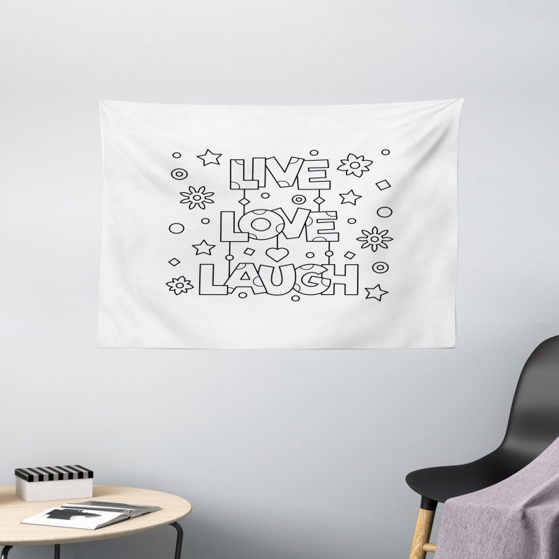 Doodle Words Wide Tapestry