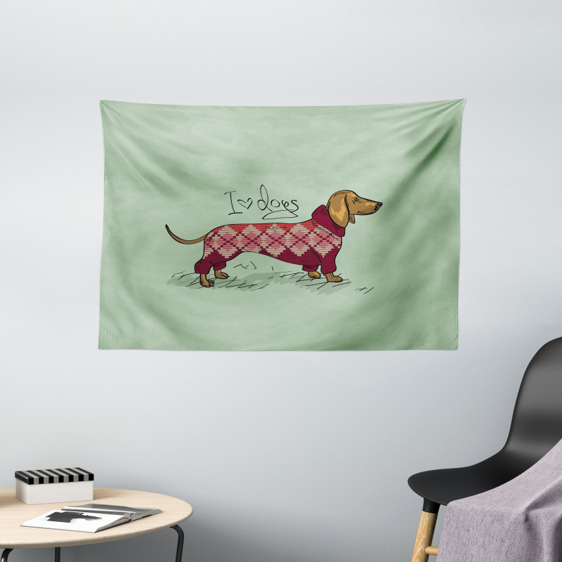 Animal in Clothes Wide Tapestry