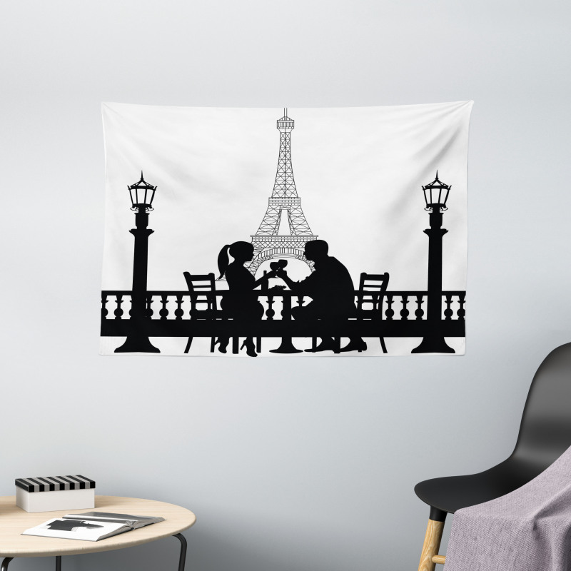 Couple in Dinner Paris Wide Tapestry