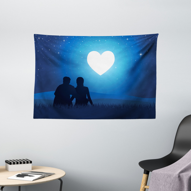 Couple Silhouette Wide Tapestry