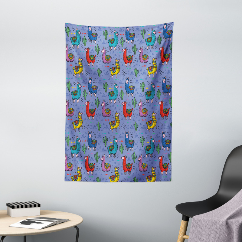 Cartoon Animal Triangles Tapestry