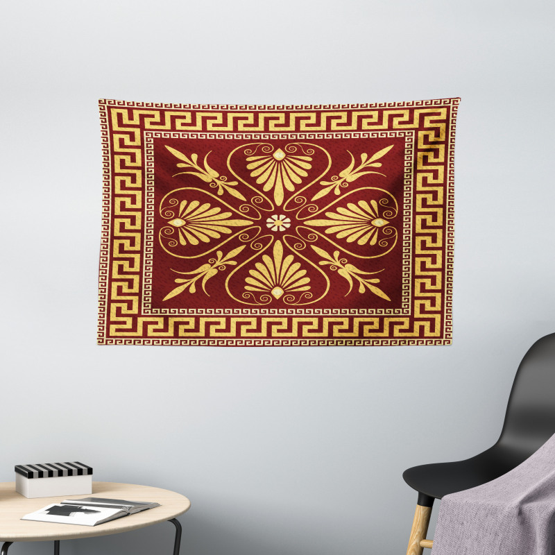 Labyrinth and Flower Wide Tapestry