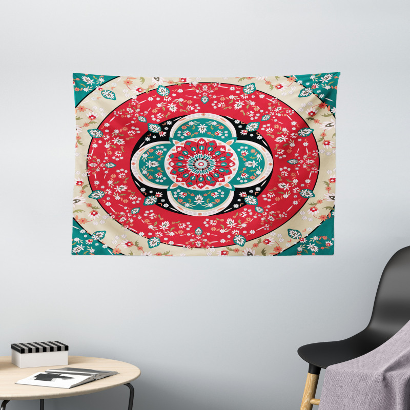 Circles Blooms Wide Tapestry