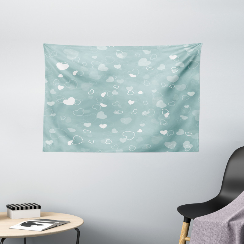 Romantic Hearts Theme Wide Tapestry