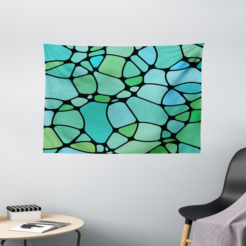 Mosaic Abstract Composition Wide Tapestry