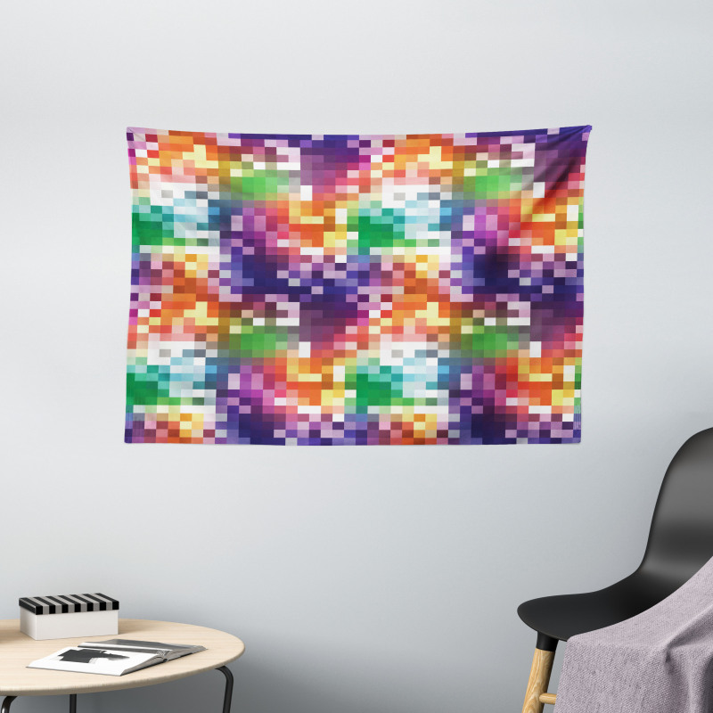 Rainbow Colored Square Wide Tapestry
