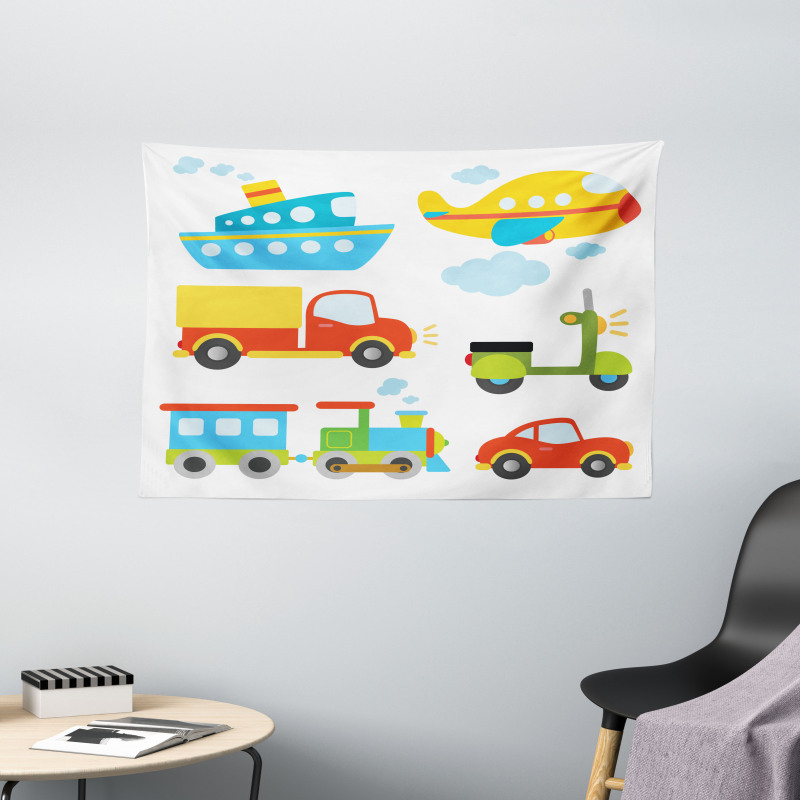 Transportation Kids Theme Wide Tapestry