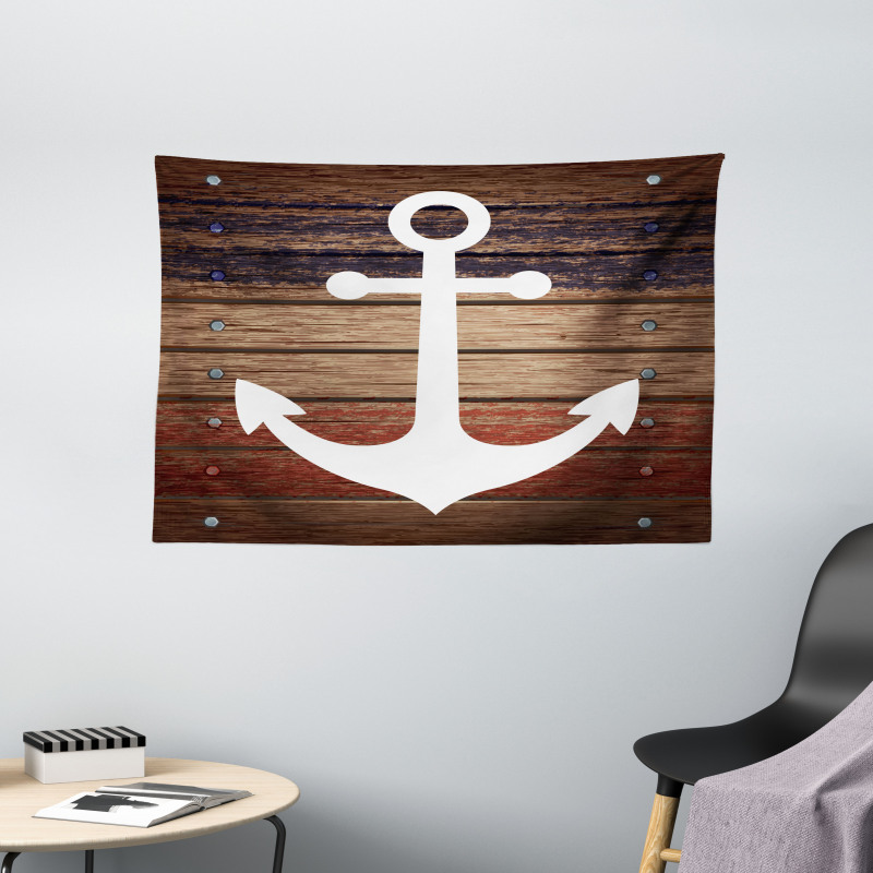 Boat Theme Anchor Motif Wide Tapestry