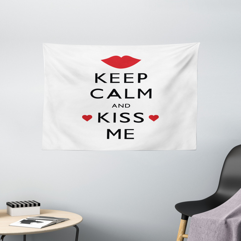 Kiss Me Red Hearts Wide Tapestry