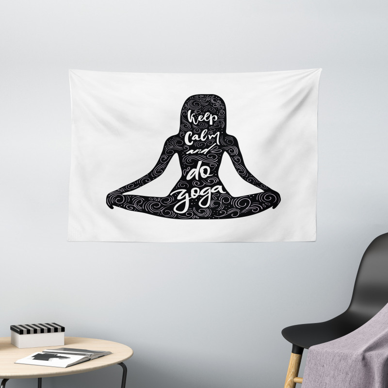 Do Yoga Words Girl Wide Tapestry