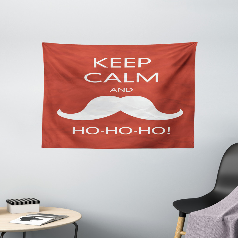 Ho Ho Ho Mustache Wide Tapestry