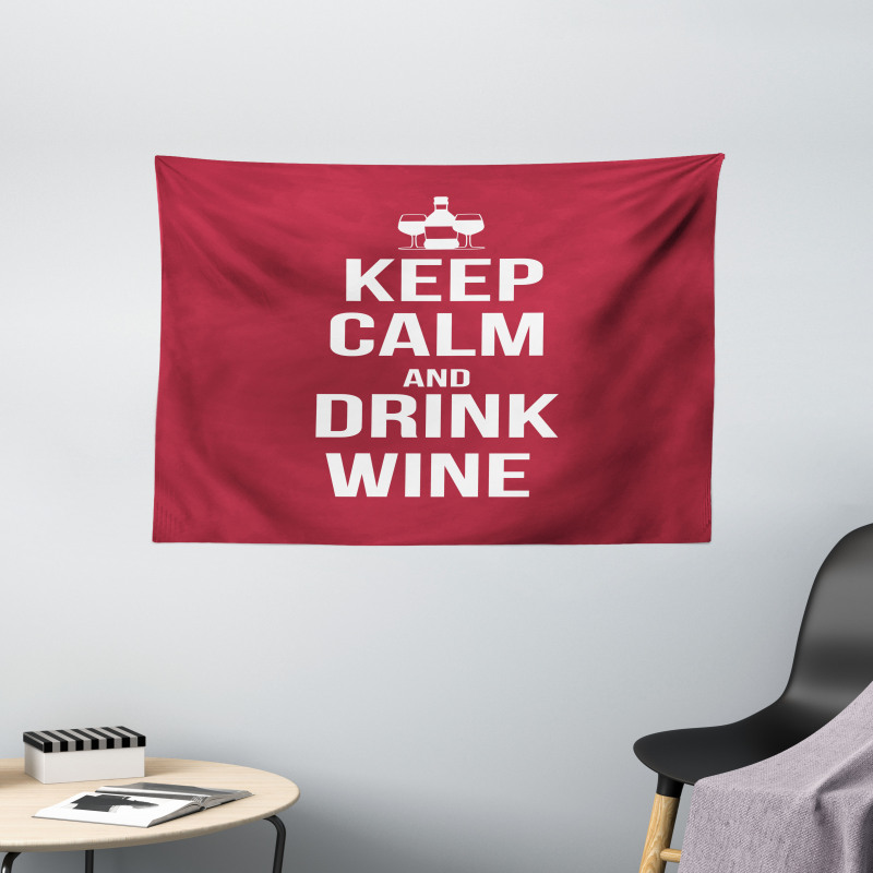 Drink Wine Slogan Wide Tapestry