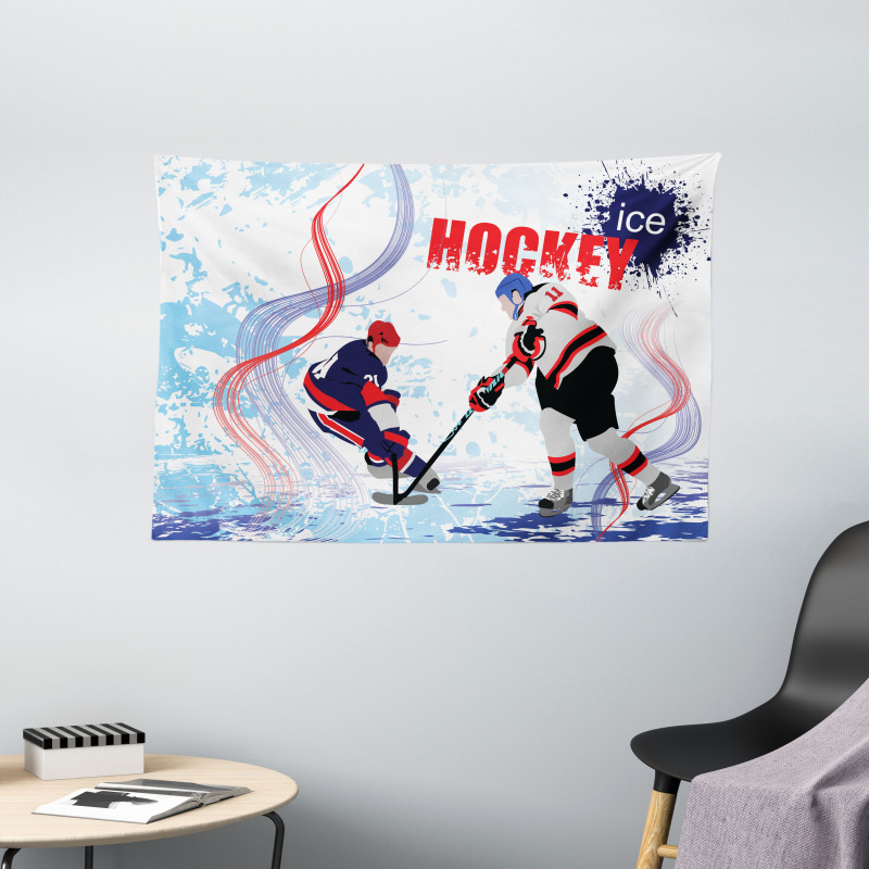 Players on Skating Rink Wide Tapestry