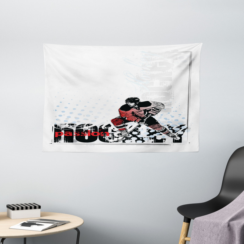 Goalie Playing Artwork Wide Tapestry