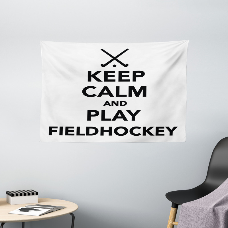 Play Fieldhockey Phrase Wide Tapestry