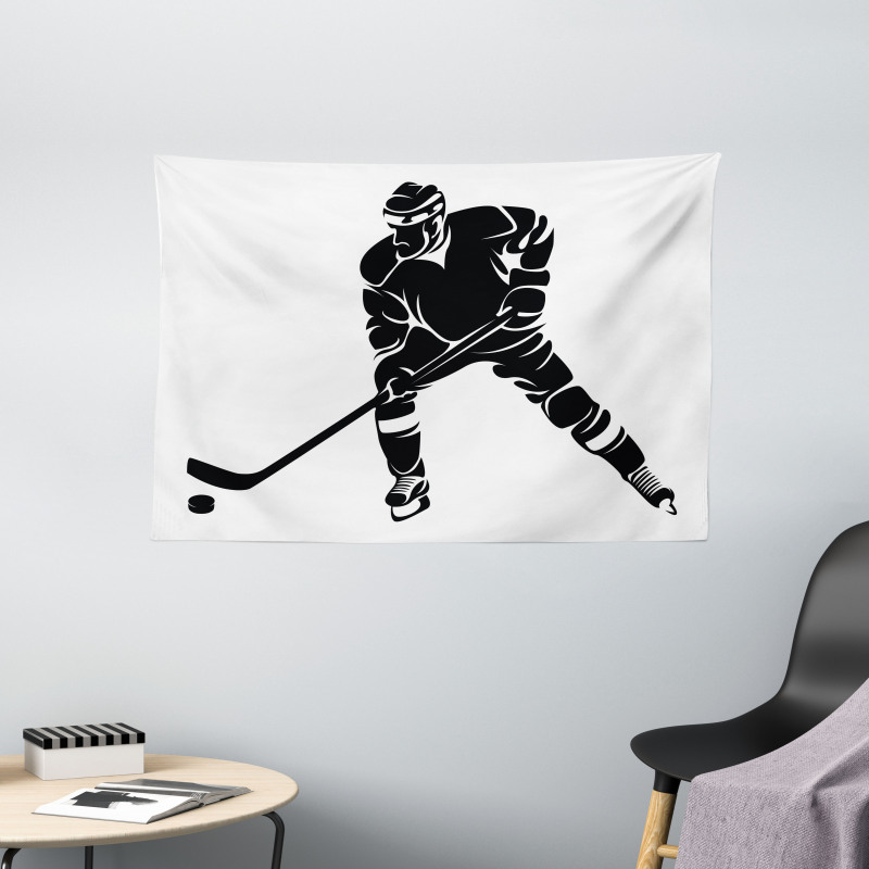 Black Silhouette Match Wide Tapestry