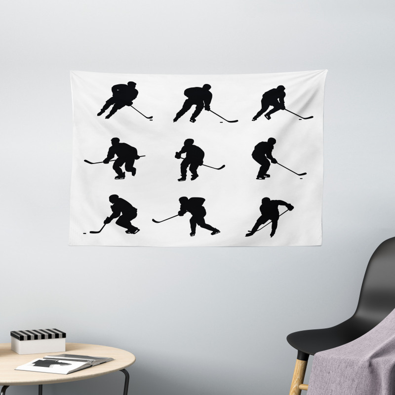 Black Player Silhouettes Wide Tapestry