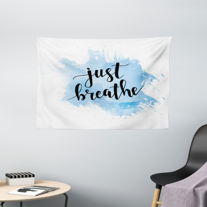 Phrase on Blue Wide Tapestry