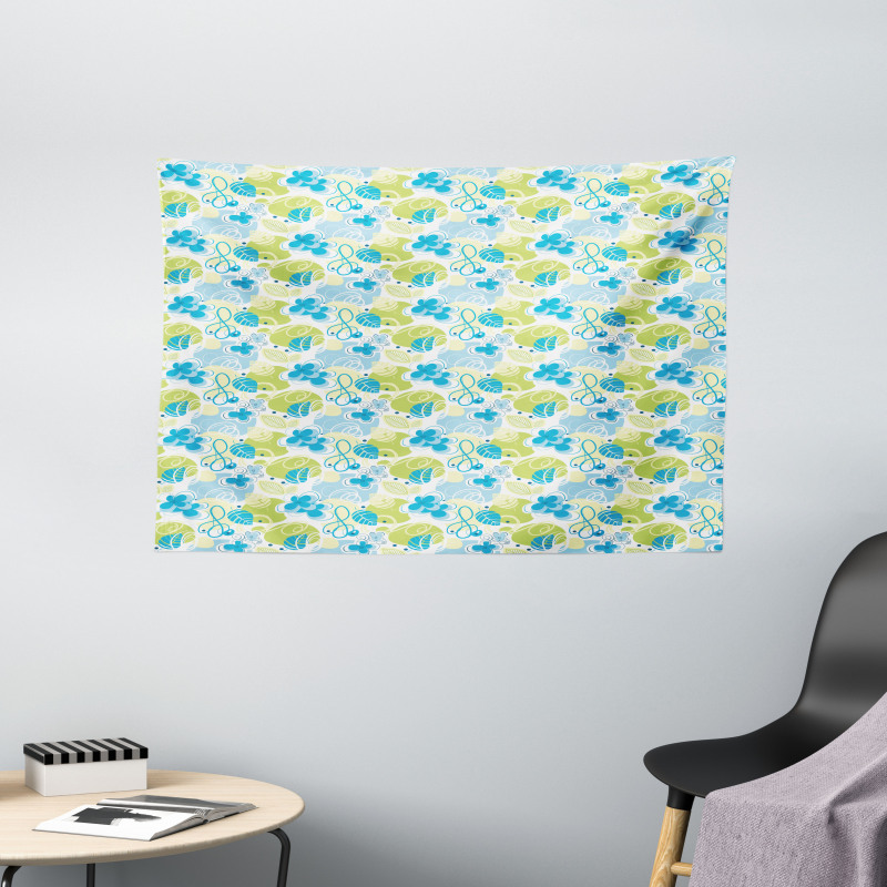 Pastel Whimsical Doodle Wide Tapestry