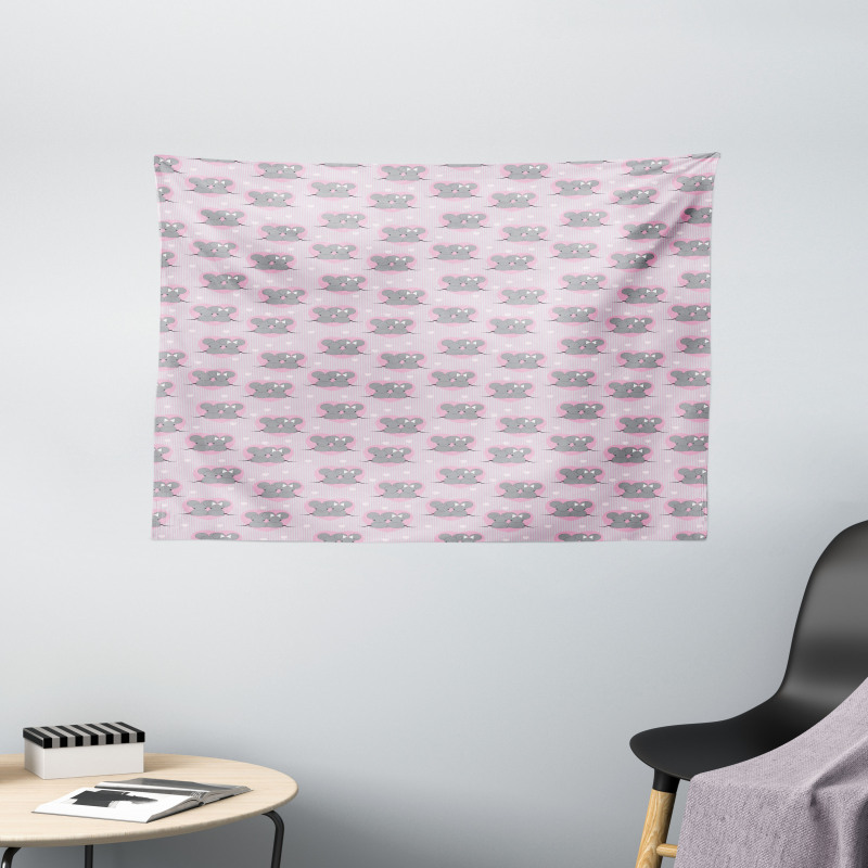 Mouse Hearts Wide Tapestry