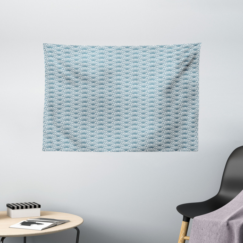 Hand Drawn Fish Skin Wide Tapestry