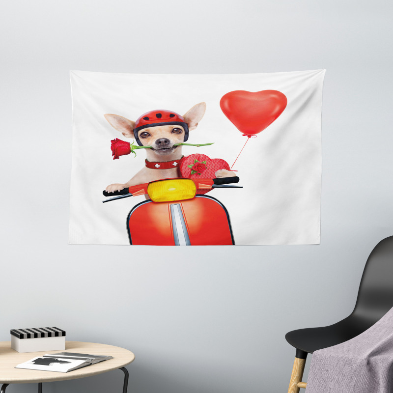 Romantic Chihuahua Wide Tapestry