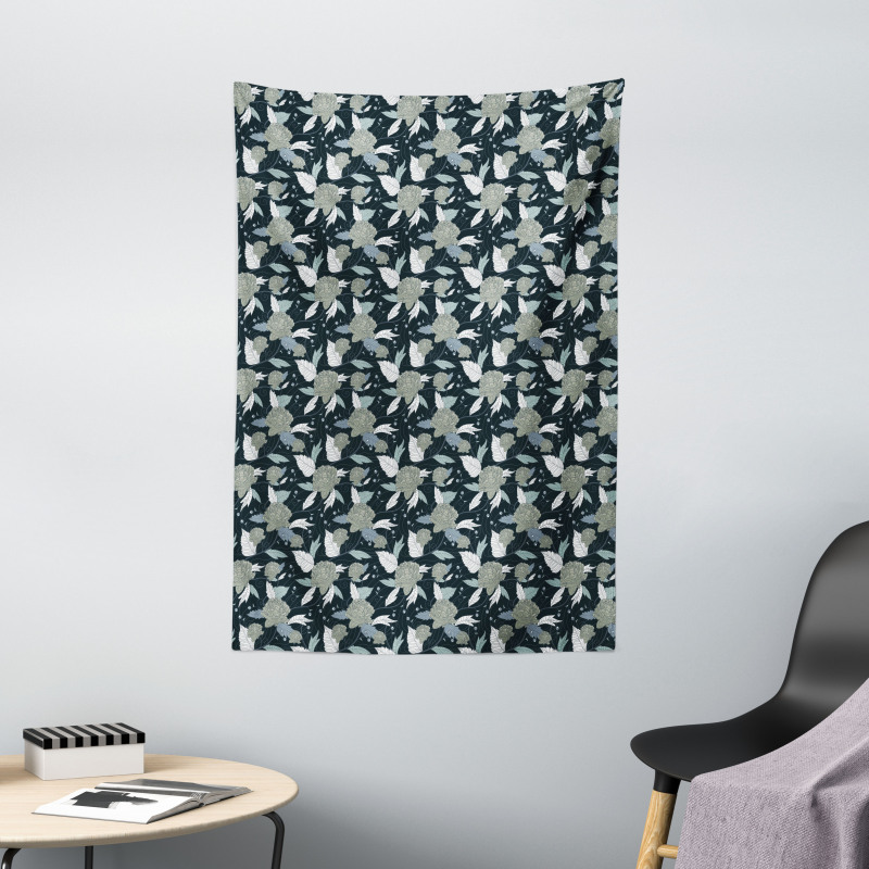 Retro Peonies Tapestry