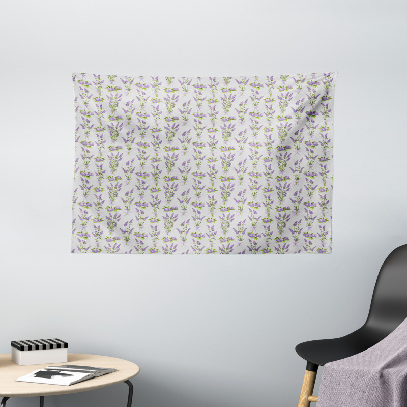 Lavender Hydrangea Art Wide Tapestry