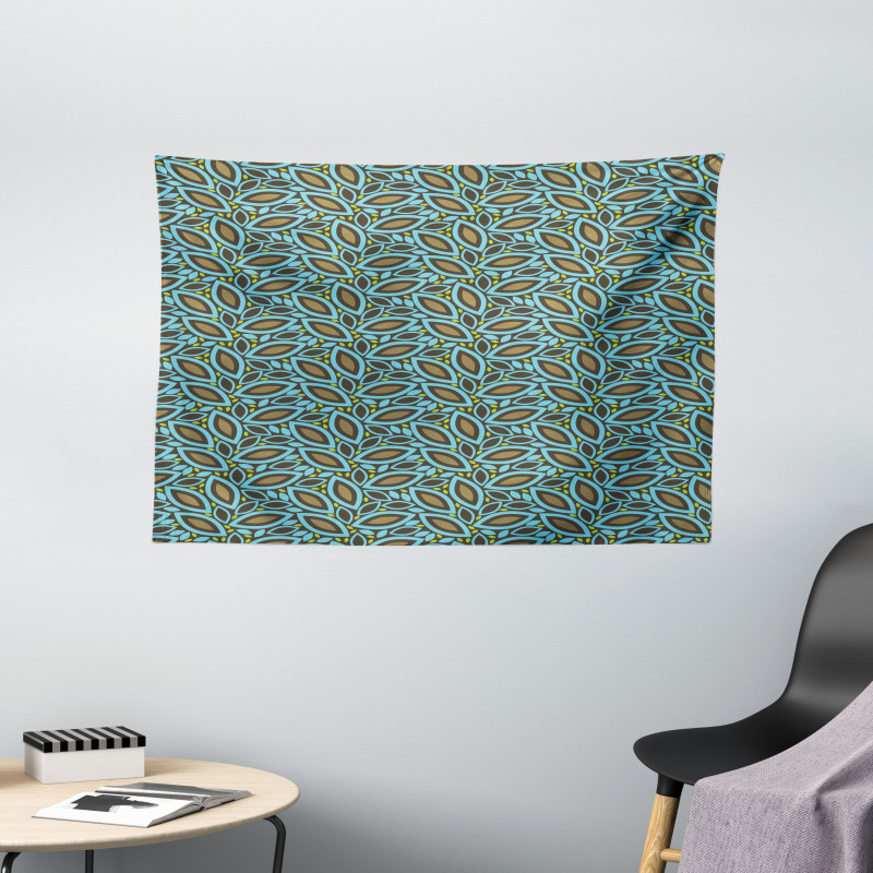 Retro Foliage Pattern Wide Tapestry