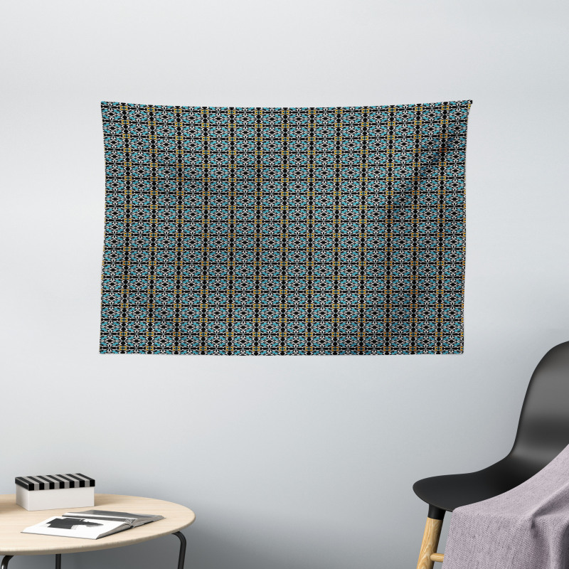 Abstract Floral Mosaic Wide Tapestry