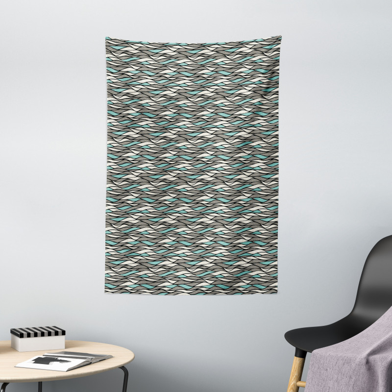 Horizontal Waves Dots Tapestry