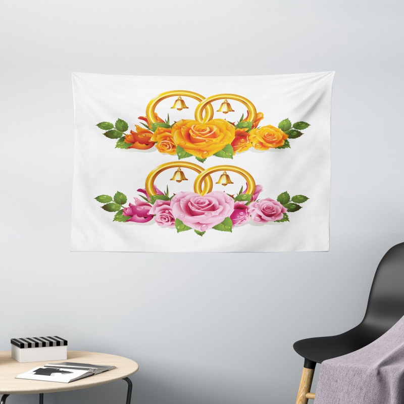 Roses Rings Wide Tapestry