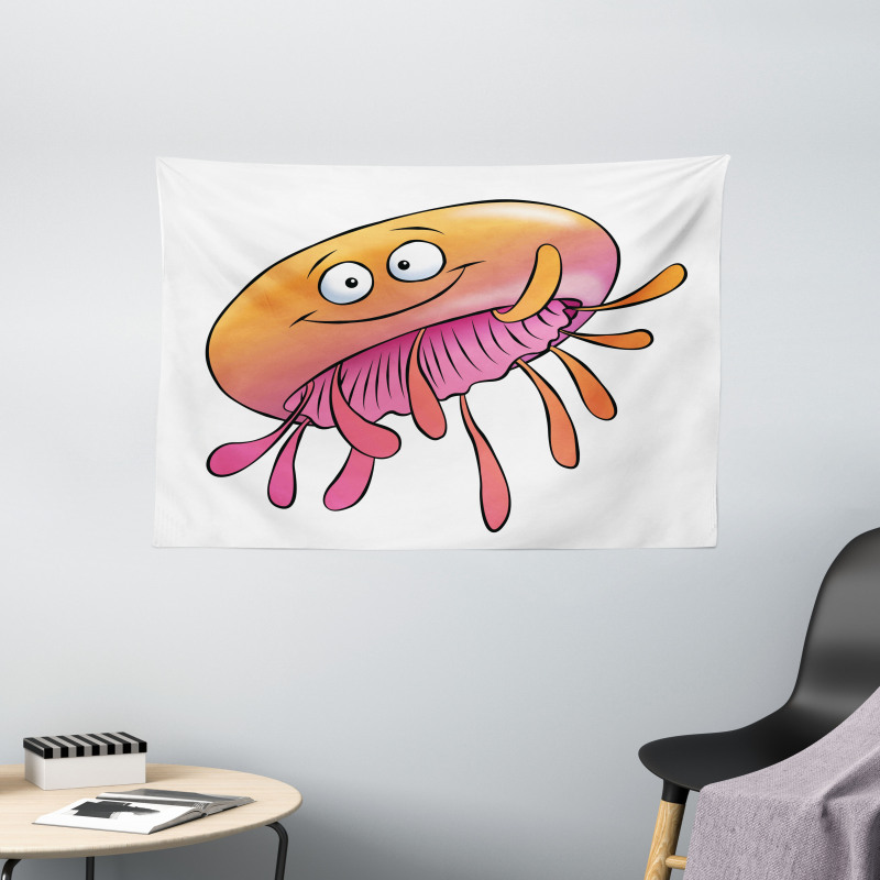Funny Jellyfish Wide Tapestry